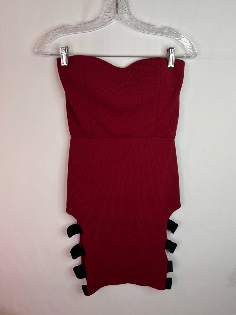 Love J Strapless Red Dress with Black Details